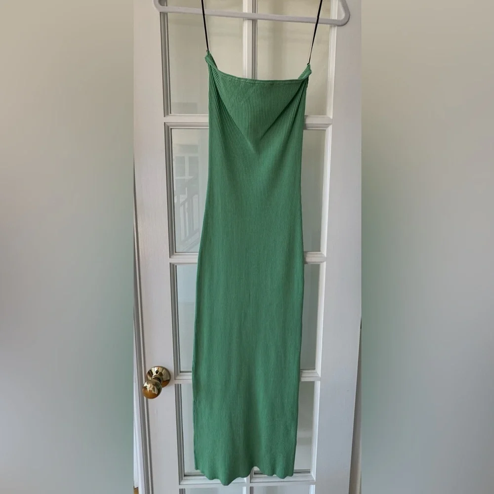 H&M Light Green Ribbed Midi Dress - Picture 2 of 4